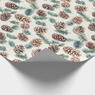 Rustic Christmas pine cones pattern Wrapping Paper