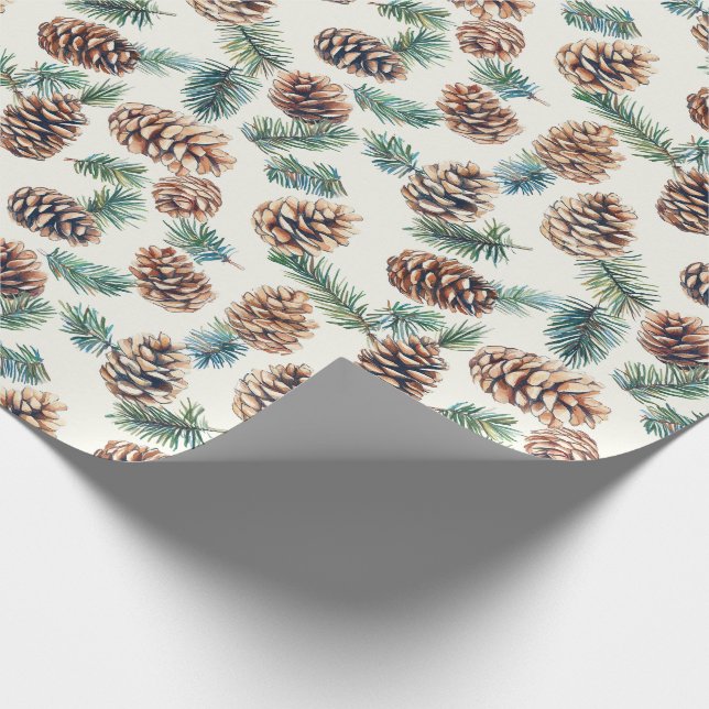 Rustic Christmas pine cones pattern Wrapping Paper (Corner)