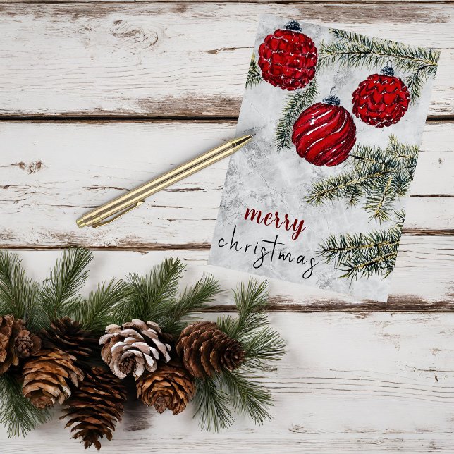 Rustic Christmas Pine Tree Ornaments Holiday Card (Creator Uploaded)