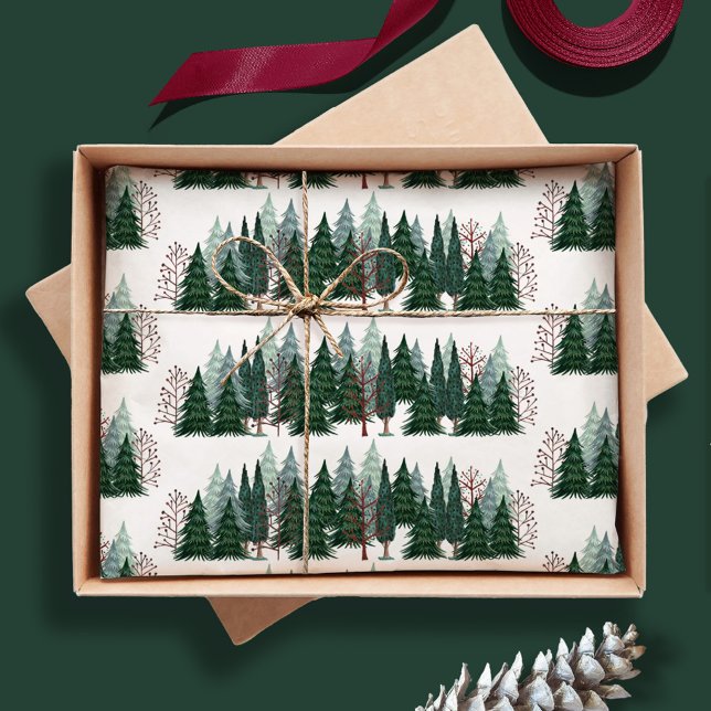 Rustic Christmas Pine Tree Pattern Tissue Paper (Rustic Christmas Pine Tree Pattern Tissue Paper)