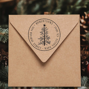 Rustic Christmas Pine Tree Return Address Self-inking Stamp