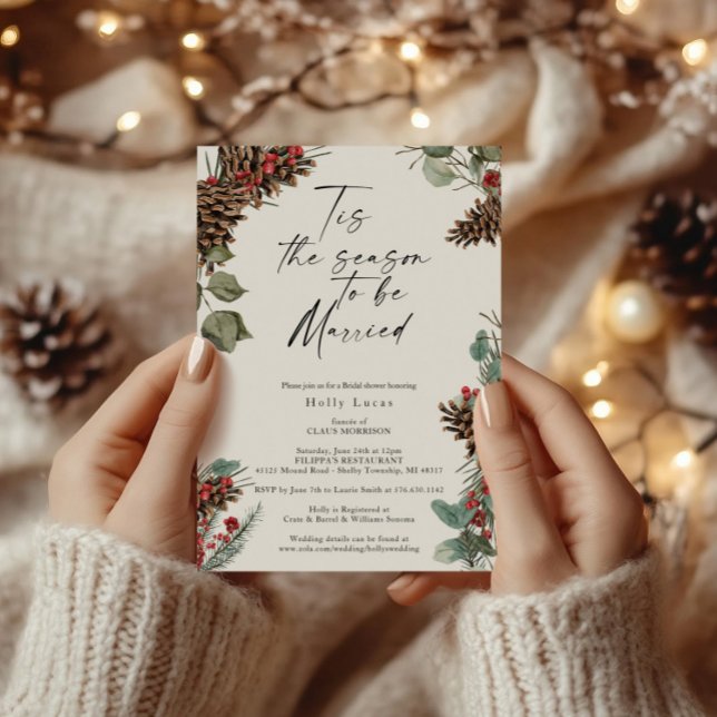Rustic Christmas Pinecones Bridal shower Invitation (Creator Uploaded)