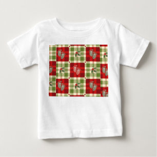 Rustic Christmas Plaid Baby T-Shirt – Festive Red