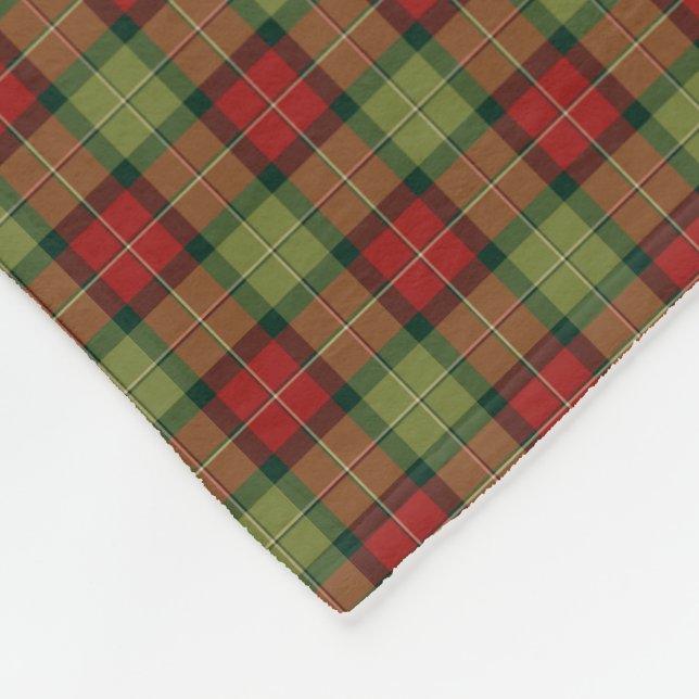 Rustic Christmas Plaid Pattern Fleece Blanket (Corner)