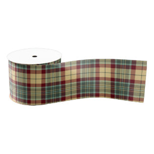 Rustic Christmas plaid tartan pattern Grosgrain Ribbon