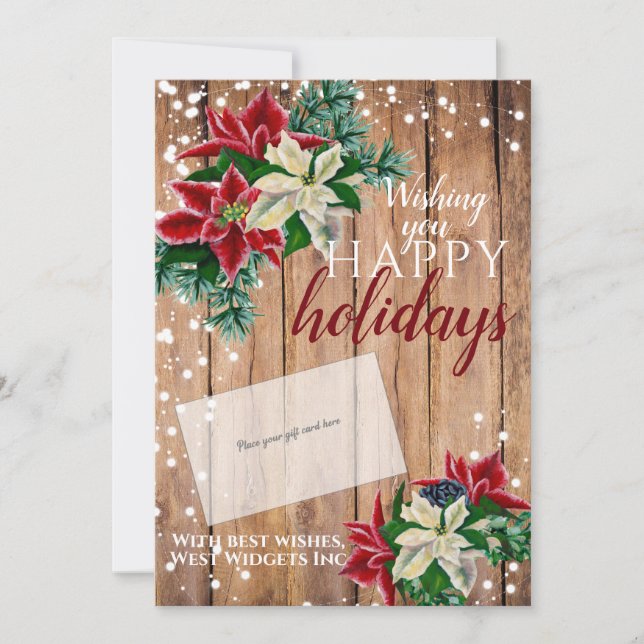 Rustic Christmas Poinsettia Gift Card Holder (Front)