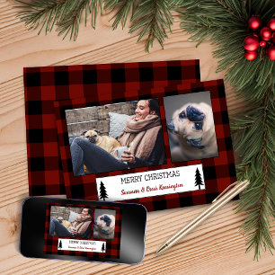 Rustic Christmas Red Buffalo Plaid Holiday Photo