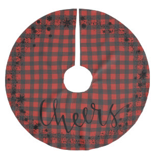 Rustic Christmas, Red Check Plaid, Brushed Polyester Tree Skirt