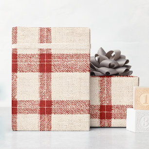 Rustic Christmas Red Plaid Wrapping Paper