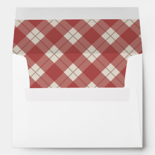 Rustic Christmas Red White Buffalo Plaid Envelope