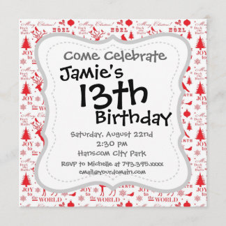 Rustic Christmas Reindeer Trees Birds Holiday Invitation