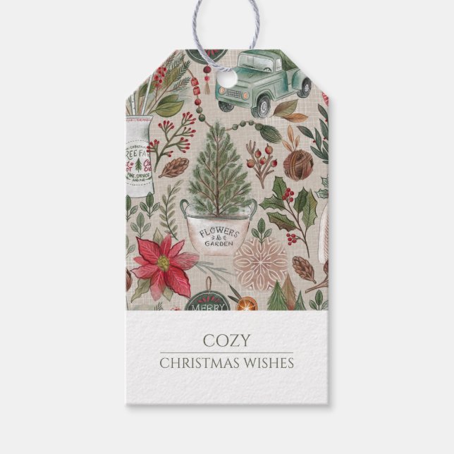Rustic Christmas Scene Gift Tags (Front)
