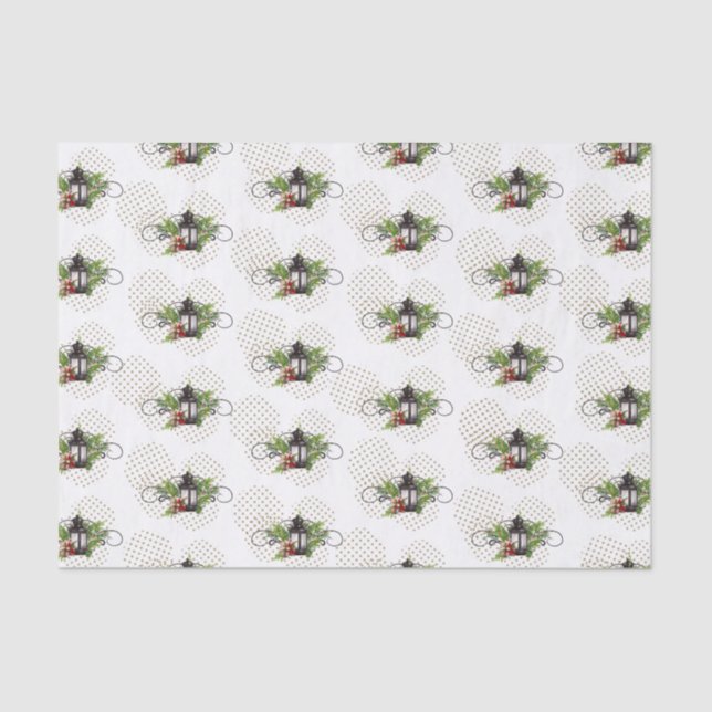 Rustic Christmas Scene Lantern Tissue Paper (Front)