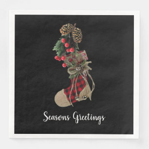 Rustic Christmas Stocking Paper Napkins
