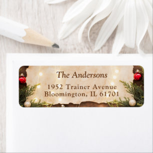 Rustic Christmas String Lights Return Address
