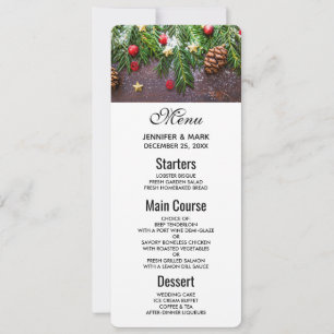 Rustic Christmas Table with Pine & Snow Invitation