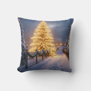 Rustic Christmas Throw Pillows – Village Tree, San