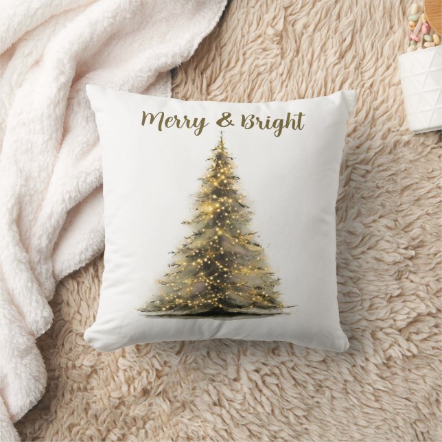 Rustic Christmas Tree Accent Pillow Festive Quote (Blanket)