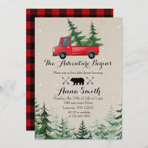 Rustic Christmas Tree Baby Shower Invitation