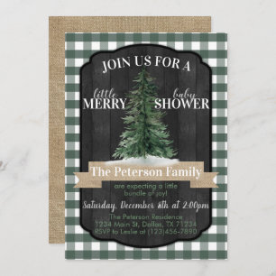Rustic Christmas Tree Baby Shower Invitation