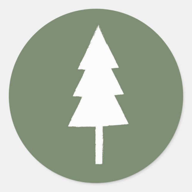 Rustic Christmas Tree Classic Round Sticker (Front)
