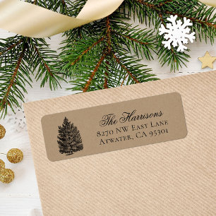 Rustic Christmas Tree Faux Kraft Holiday Address
