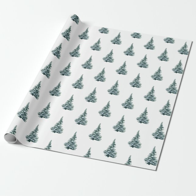 Rustic Christmas Tree Gift Wrapping Paper (Unrolled)