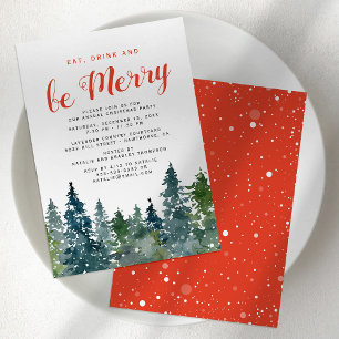 Rustic Christmas Tree Holiday Party Invitation