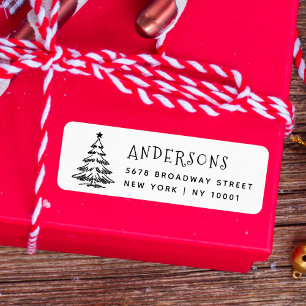Rustic Christmas Tree Holiday Return Address