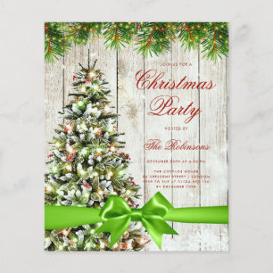 Rustic Christmas Tree Invite Program Menu Green