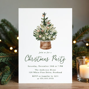 Rustic Christmas Tree Ornaments Christmas Party Invitation