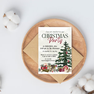 Rustic Christmas Tree Party Invitation
