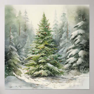 Rustic Christmas Tree Poster