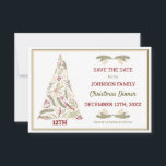 Rustic Christmas Tree Red Green Gold Festive Save The Date<br><div class="desc">Christmas Save the Date card which you can personalise for your Christmas Dinner or other holiday event. The simple rustic design has a Christmas Tree made up of plenty of festive elements from natural pine cones to Christmas ornaments. This save the date card is decorated on both sides and has...</div>