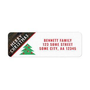 Rustic Christmas Tree Red Holiday Return Address