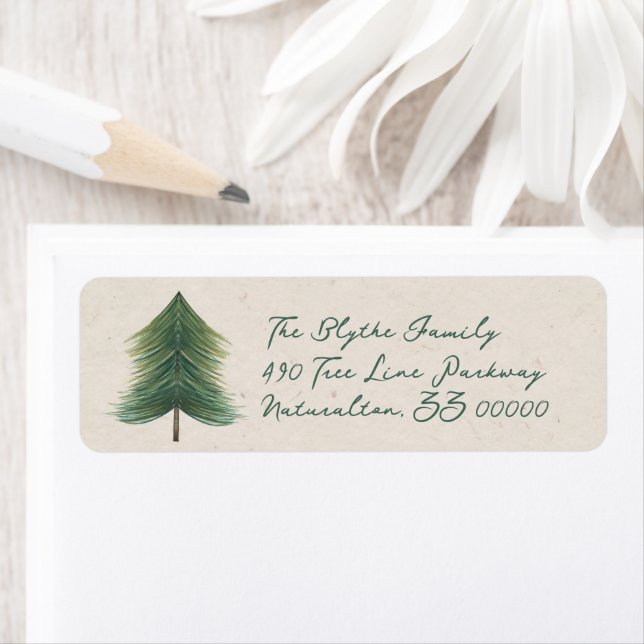 Rustic Christmas Tree Return Address Label (Insitu)
