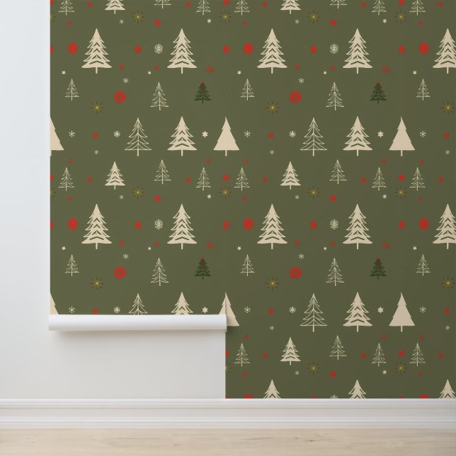 Rustic Christmas Trees and Snowflakes Wallpaper (Application)