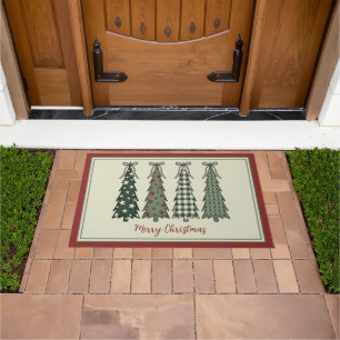 Rustic Christmas Trees Personalised Doormat