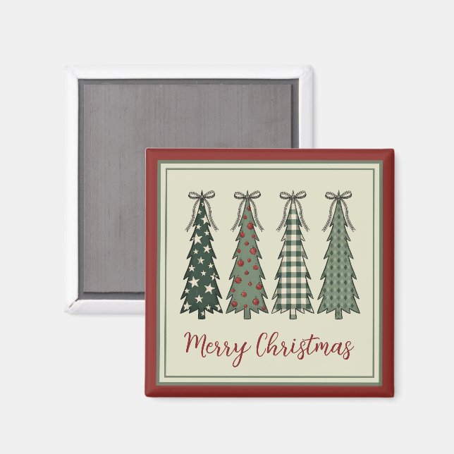 Rustic Christmas Trees Personalised Magnet (Front/Back)
