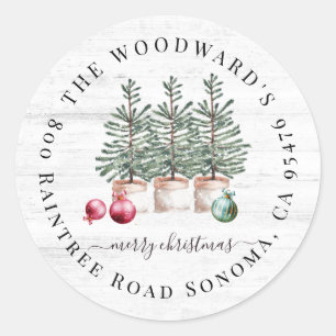 Rustic Christmas Trees Return Address Sticker
