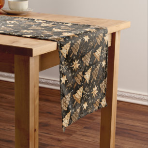 Rustic Christmas Trees, Stars and Snowflakes Medium Table Runner