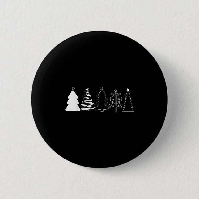 Rustic Christmas Trees Winter Forest Minimalist  6 Cm Round Badge (Front)