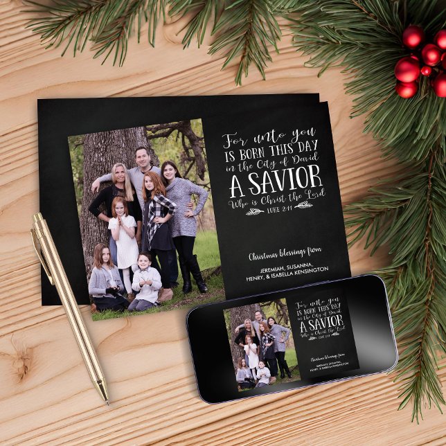 Rustic Christmas Verse Typography Holiday Photo (Rustic Christmas Verse Typography Holiday Photo Card)