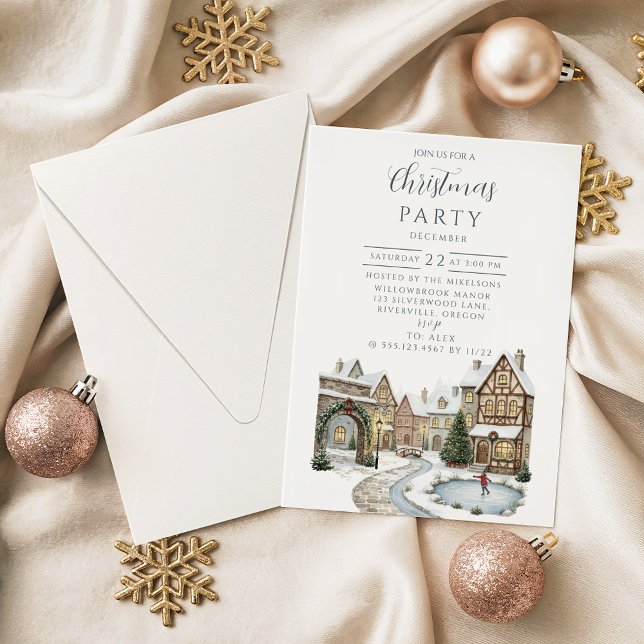 Rustic Christmas Village Celebration Invitation (Creator Uploaded)