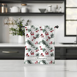 Rustic Christmas Watercolor Botanical Your Name Tea Towel<br><div class="desc">Rustic Christmas Watercolor Botanical Your Name Kitchen Towel featuring a sprig of gentle modern greenery of pine and berries along with your custom details. Please contact us at cedarandstring@gmail.com if you need assistance with the design or matching products.</div>