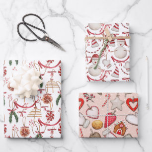 Rustic Christmas watercolor patterns Wrapping Paper Sheet
