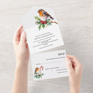 Rustic Christmas wedding  All In One Invitation