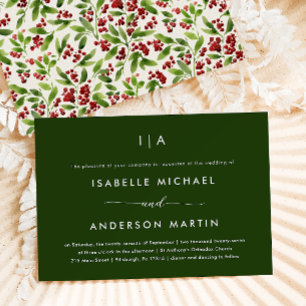 Rustic Christmas Wedding Green Invitation