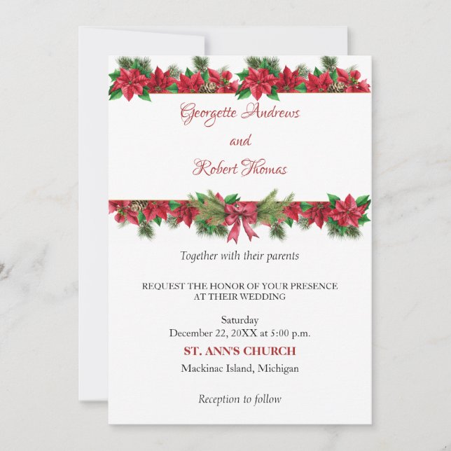 Rustic Christmas Wedding Invitation (Front)