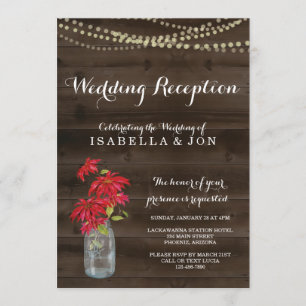 Rustic Christmas Wedding Reception Only Invitation